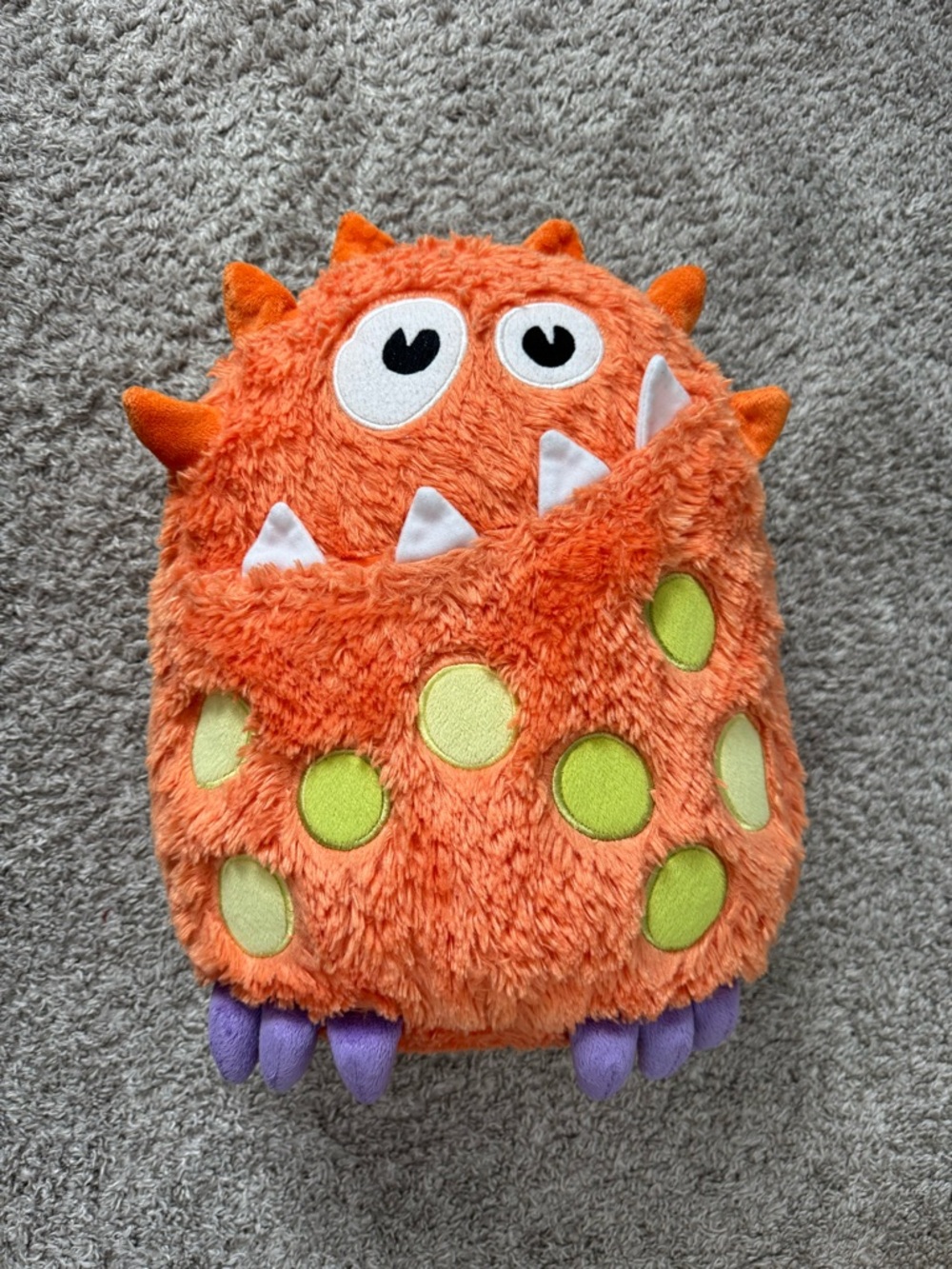 Circo Target, plush, orange Monster with pajama pouch in front, 14x10x7"